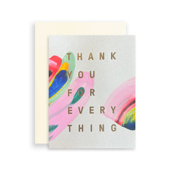 Moglea Rainbow Thank You card featuring a colorful rainbow design and heartfelt thank you message on high-quality paper.