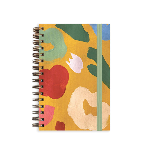 Marigold small A6 notebook by Moglea with floral cover design, perfect for note-taking and journaling.