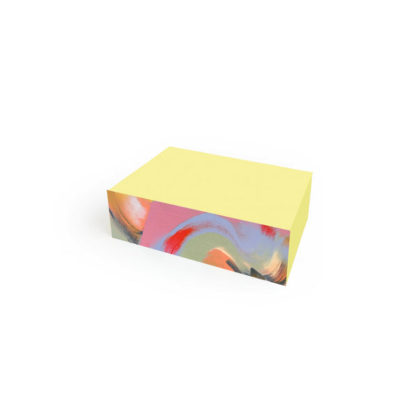 Small Moglea Canary Swirl Pad notepad with vibrant yellow and black swirl design on the cover.