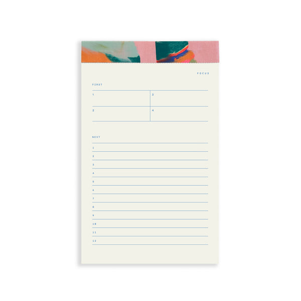 Moglea Palmita Focus Mini Legal Pad notepad with white pages and yellow cover, compact writing pad for notes and reminders.