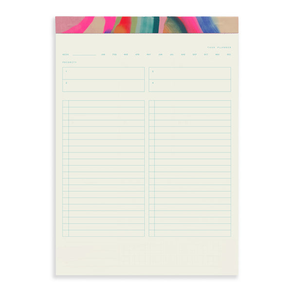 Moglea Palmita Task Planner Legal Pad notepad with blank pages for planning and note-taking on a white background.